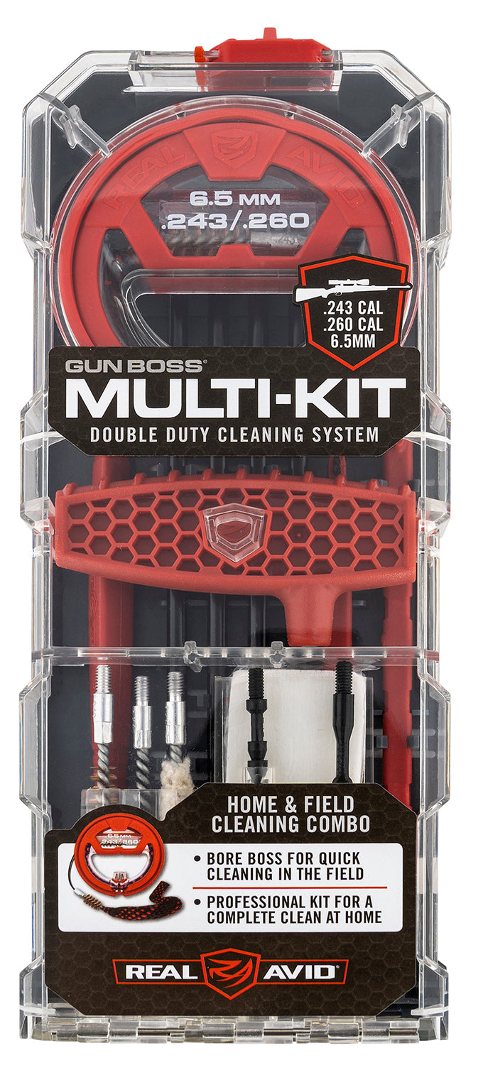 Real Avid Gun Boss Multi-Kit 243 260 6.5 Cal Rifle Cleaning Kit with Bore Boss
