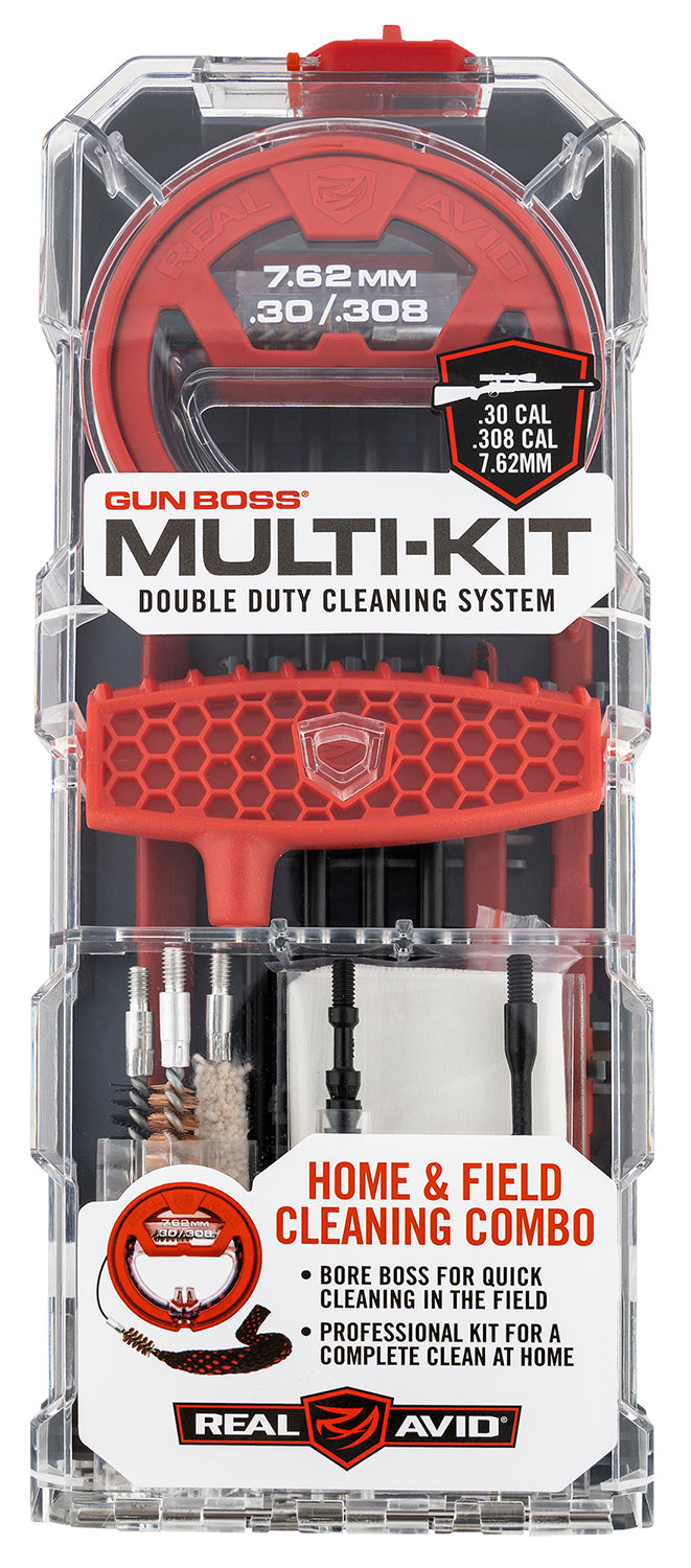 Real Avid Gun Boss Multi-Kit 7.62mm 30 Cal 308 Cal Rifle Cleaning Kit with Bore Boss