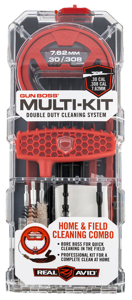 Real Avid Gun Boss Multi-Kit 7.62mm 30 Cal 308 Cal Rifle Cleaning Kit with Bore Boss