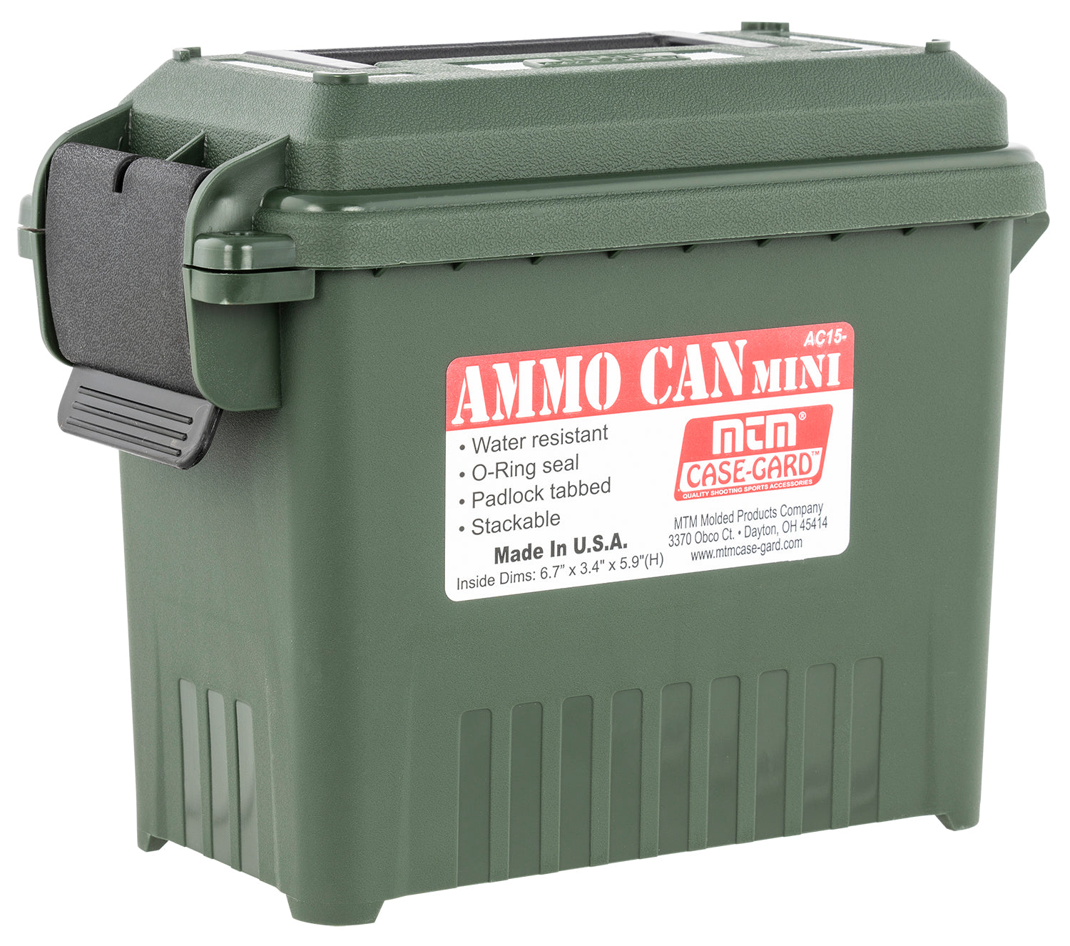 MTM Case-Gard AC1511 Forest Green Polypropylene Mini Ammo Can Multi-Caliber Water-Resistant