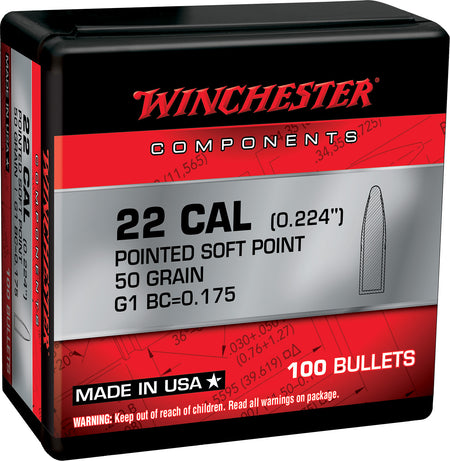 Winchester WB222SP50X 222 Remington 50gr PSP Reloading Bullets 100 Per Box