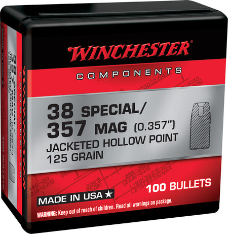 Winchester 38 Special 125 Grain JHP Component Reloading Bullets 100 Per Box
