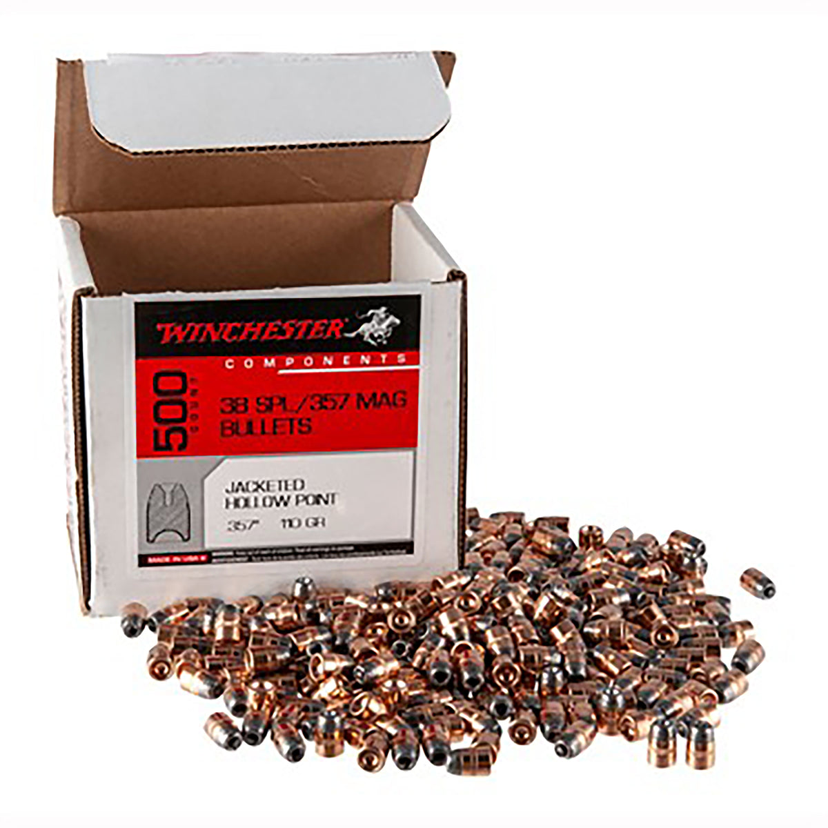 Winchester WB38HP110D 38 Caliber 110gr JHP Component Bullets for Reloading 500 Per Box
