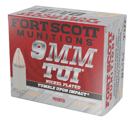 Fort Scott Munitions Tumble Upon Impact (TUI) Solid Copper Spun 115 Grain 9mm Luger/Parabellum 1140 fps 758381721846