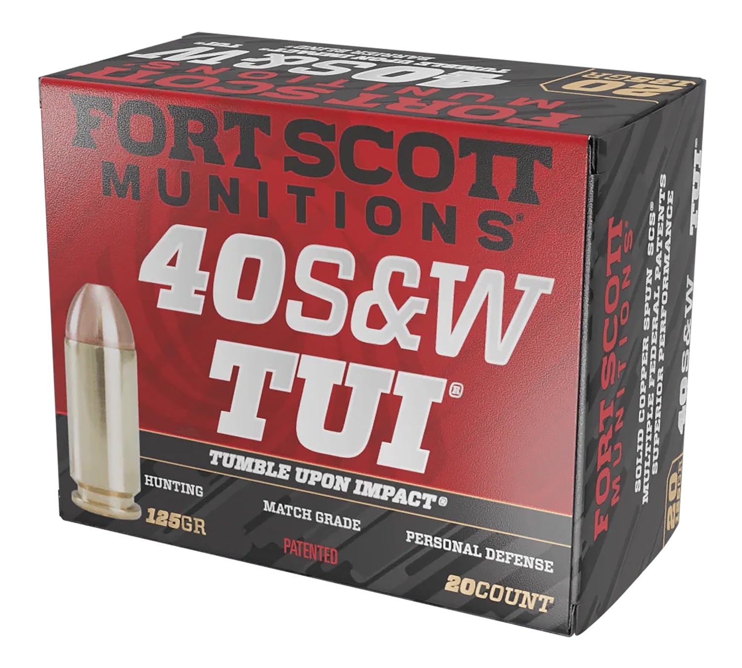 Fort Scott Munitions Tumble Upon Impact (TUI) Solid Copper Spun 125 Grain .40 S&W 1321 fps 758381721969
