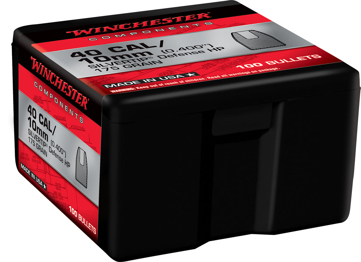 Winchester WB40ST175X .40 S&W 175gr Silvertip HP Component Reloading Bullets 100 Per Box