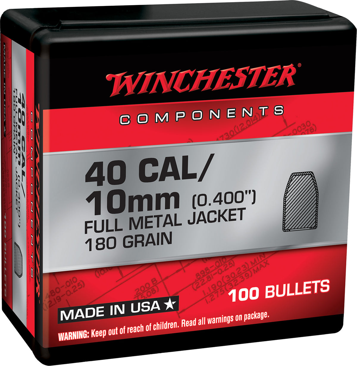 Winchester WB45HP230D .45 Caliber 230gr JHP Component Reloading Bullets Bulk Pack 500/Box