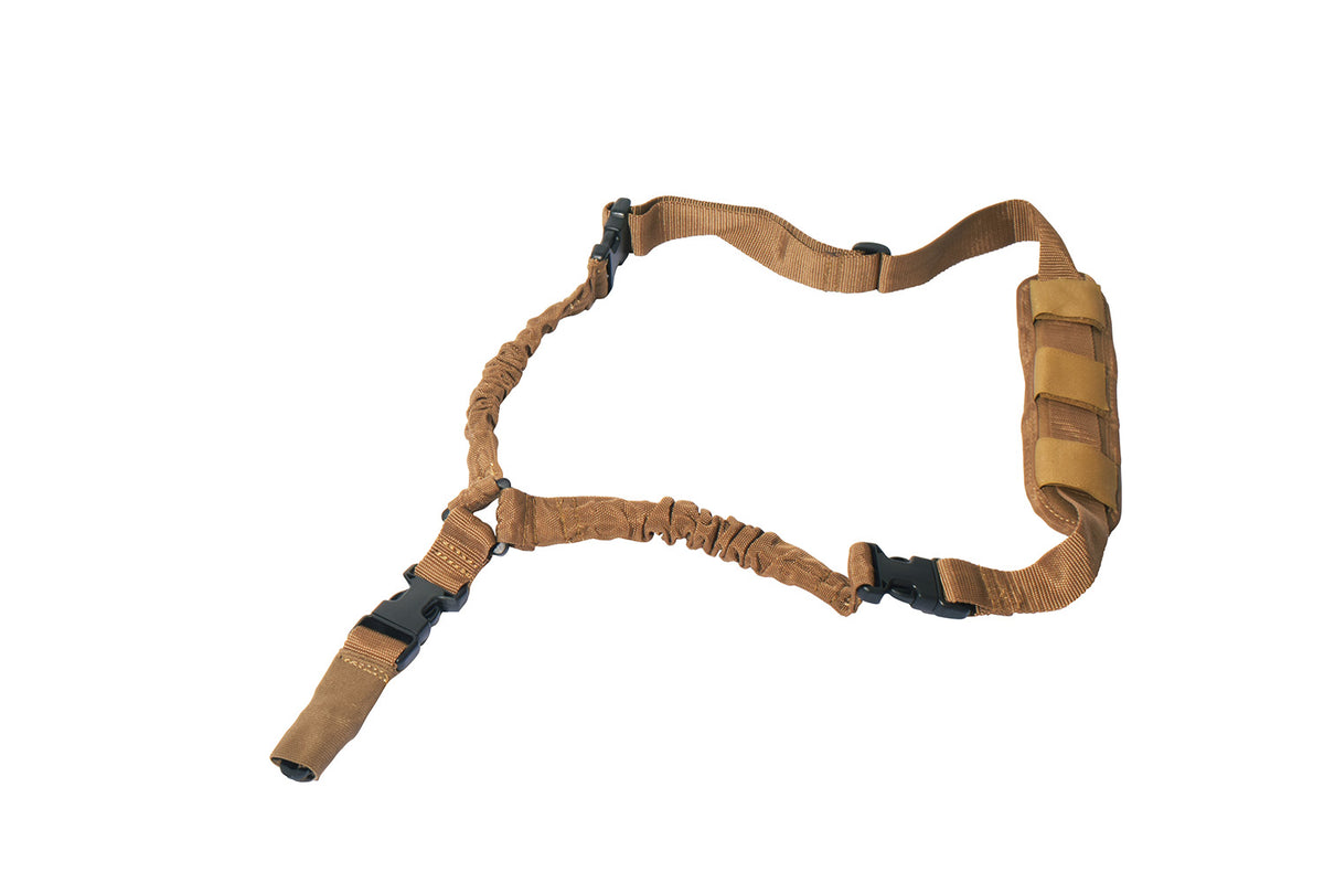 Rukx Gear Tan Nylon Adjustable Bungee Tactical Single Point Sling ATICT1PST