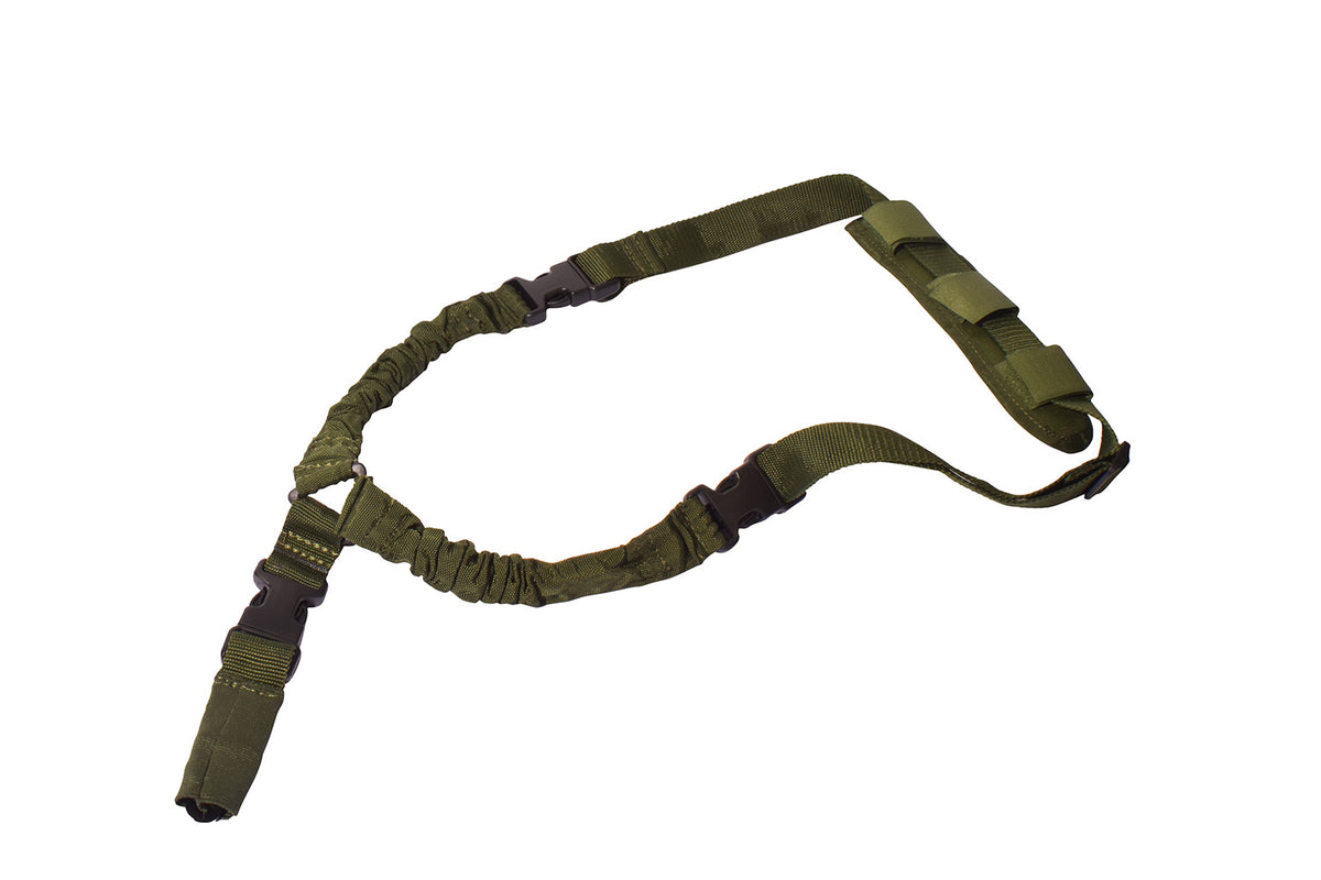 Rukx Gear Green Nylon Adjustable Bungee Tactical Single Point Sling ATICT1PSG