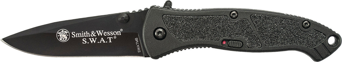 Smith & Wesson Knives SWATMBCP S.W.A.T. Folding Plain Black 4034 Stainless Steel Blade with Pocket Clip
