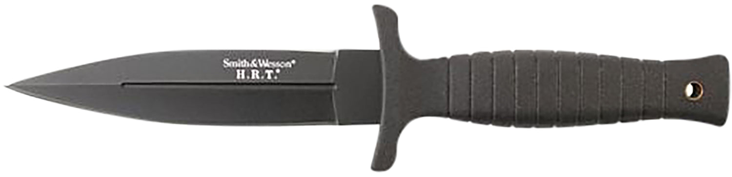 Smith & Wesson SWHRT9BCP HRT 4.75" Fixed Blade Full Tang Spear Point 7Cr17MoV SS Blade TPR Handle w/Leather Sheath