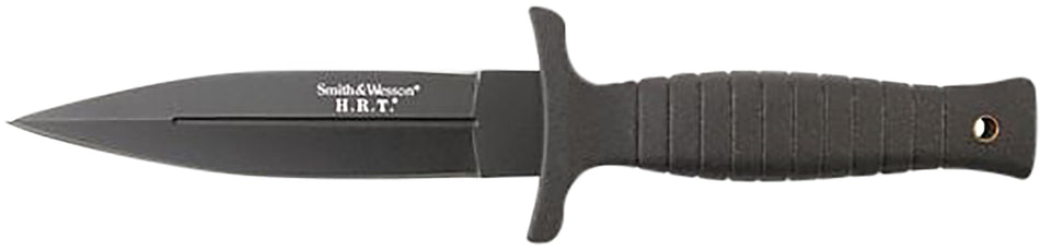 Smith & Wesson SWHRT9BCP HRT 4.75" Fixed Blade Full Tang Spear Point 7Cr17MoV SS Blade TPR Handle w/Leather Sheath
