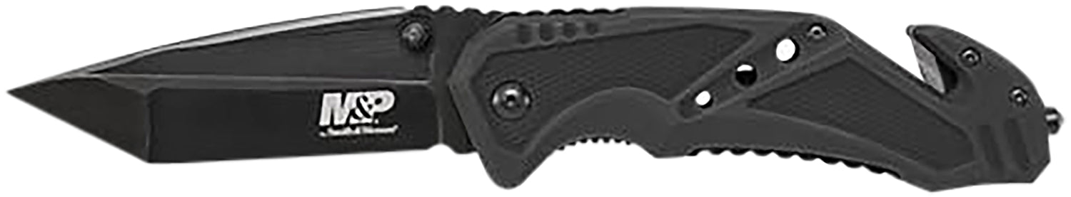 Smith & Wesson Knives SWMP11BCP M&P Rescue Folding Tanto Blade Black G10 Handle Glass Breaker Strap Cutter