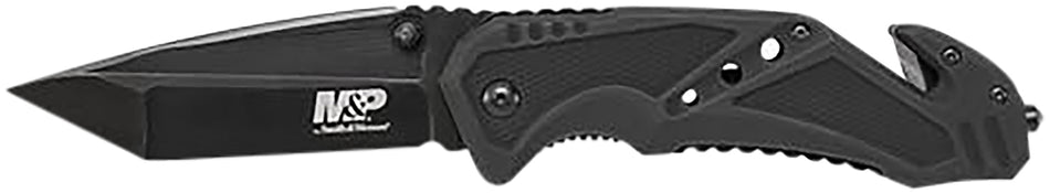 Smith & Wesson Knives SWMP11BCP M&P Rescue Folding Tanto Blade Black G10 Handle Glass Breaker Strap Cutter
