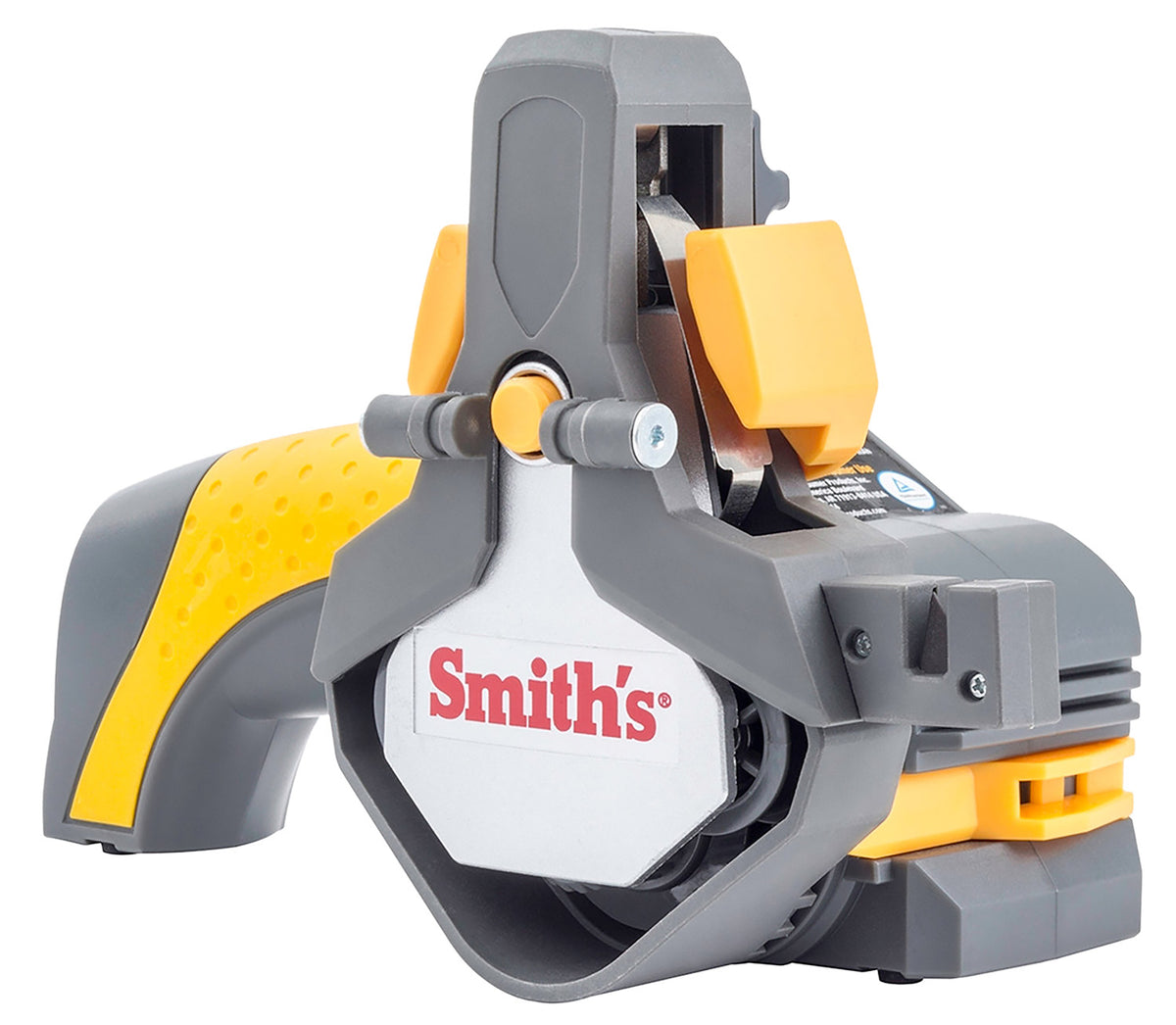 Smiths Products 50969 Rechargeable Knife & Tool Sharpener – Adjustable Guide, 3 Ceramic Belts, Gray/Yellow