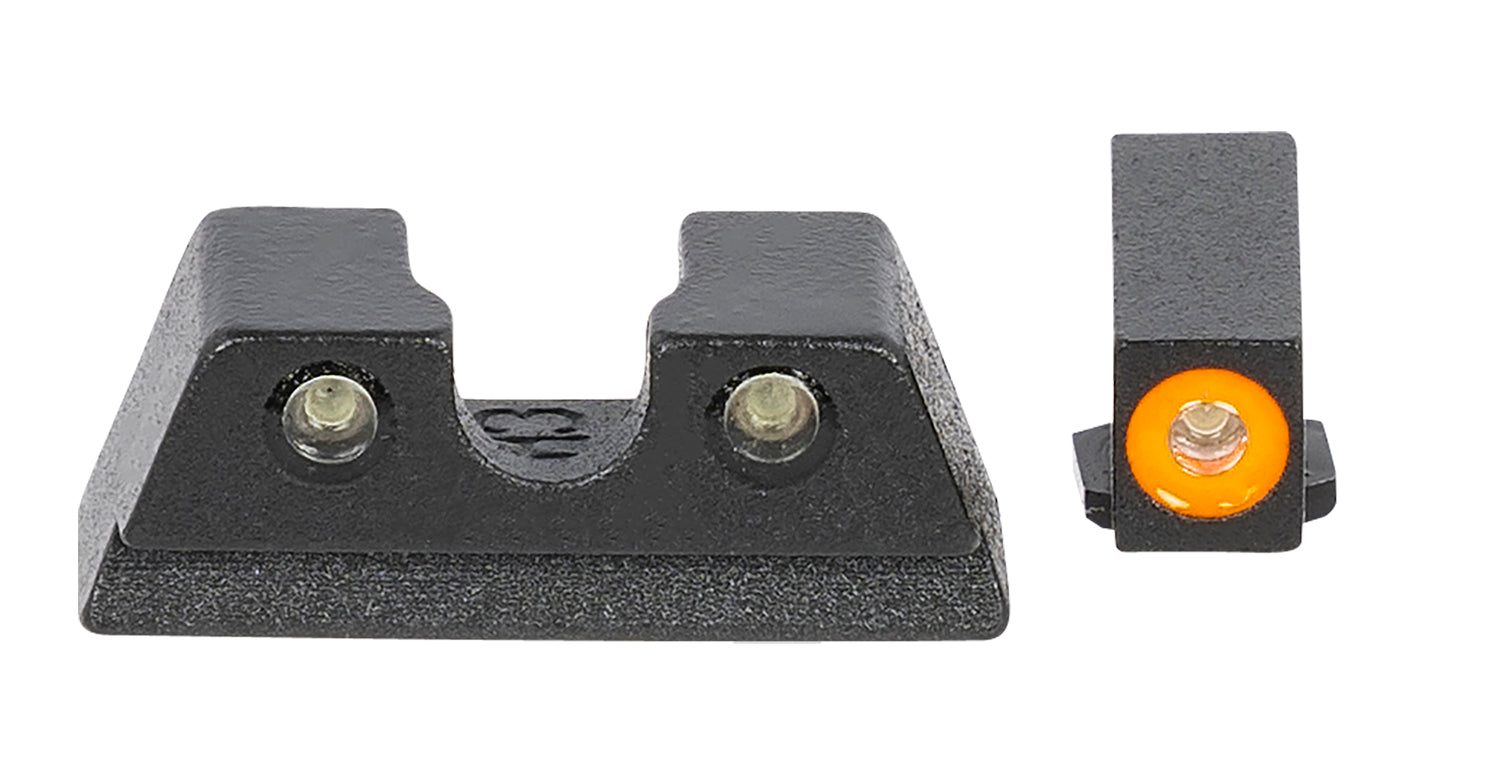 Meprolight Hyper-Bright Fixed Night Sight Set Green Tritium Orange Outline Front/Black Rear Glock 42/43