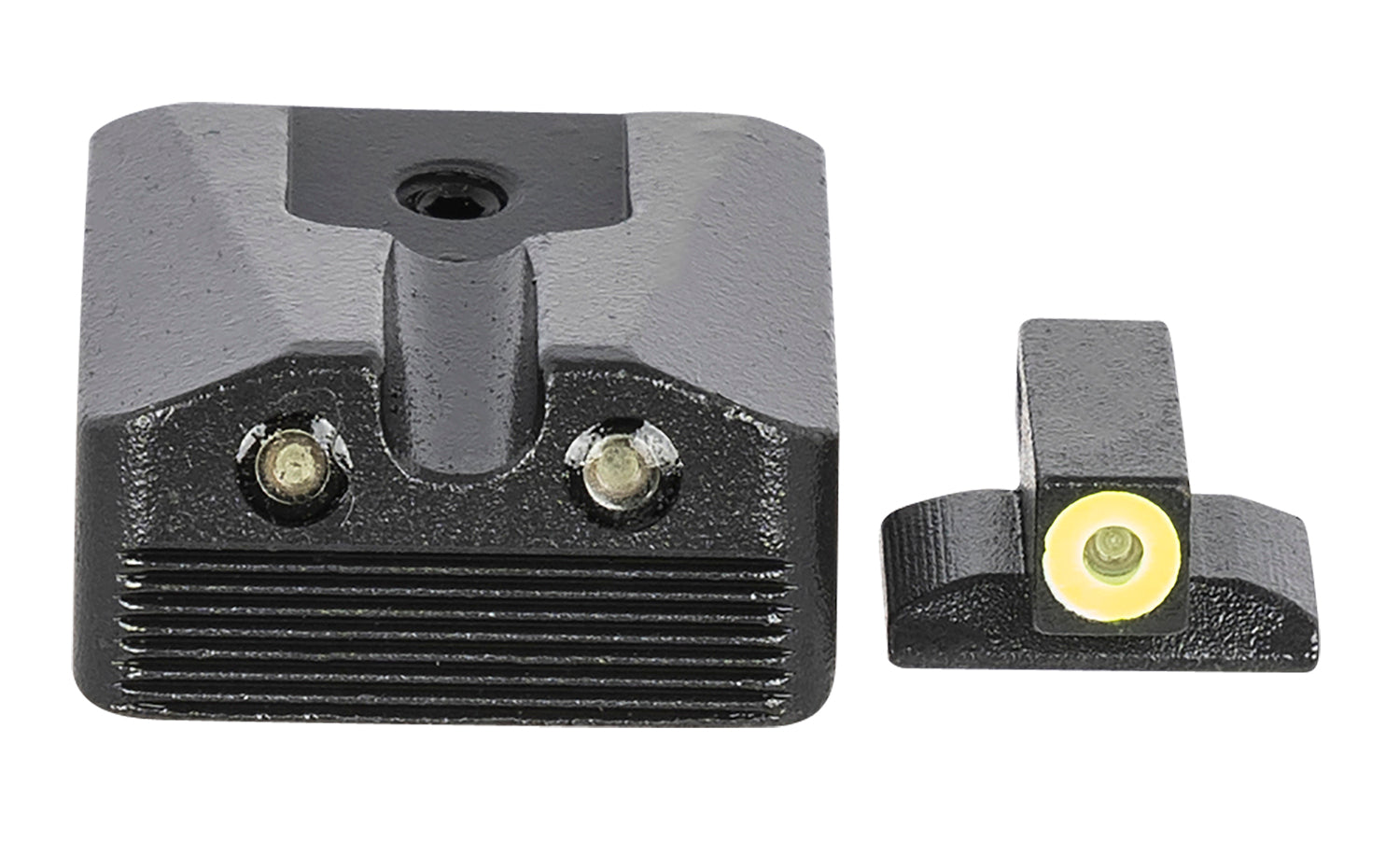 Meprolight Hyper-Bright Fixed Night Sight Set Green Tritium Yellow Outline Black Frame Kimber 1911 Wedge
