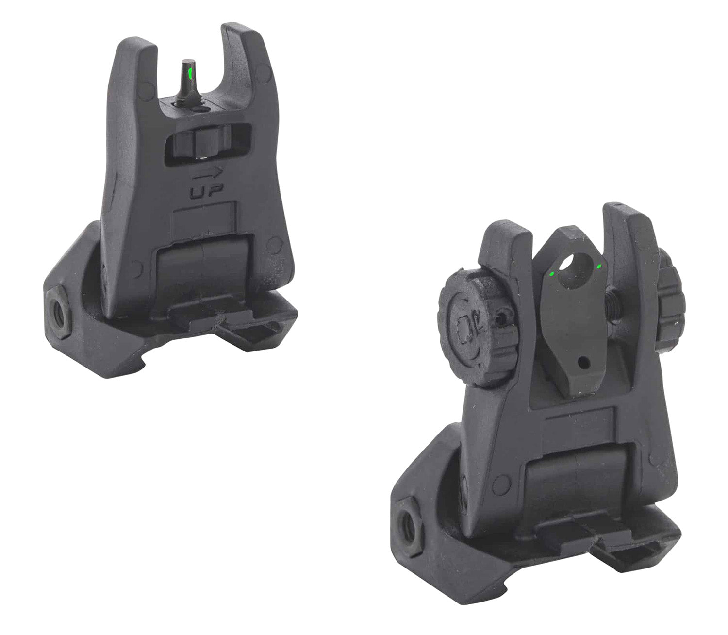 Meprolight USA FUBS 404100 AR-15 Flip-Up Green Tritium Night Sight Set Picatinny Rail Black