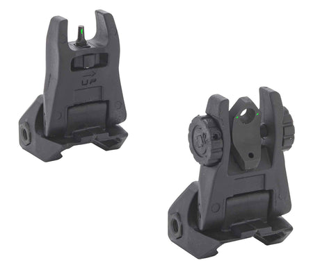 Meprolight USA FUBS 404100 AR-15 Flip-Up Green Tritium Night Sight Set Picatinny Rail Black