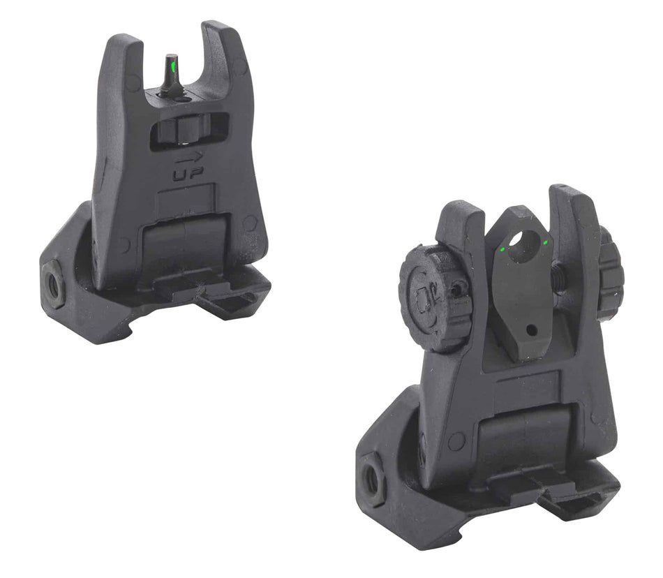 Meprolight USA FUBS 404100 AR-15 Flip-Up Green Tritium Night Sight Set Picatinny Rail Black
