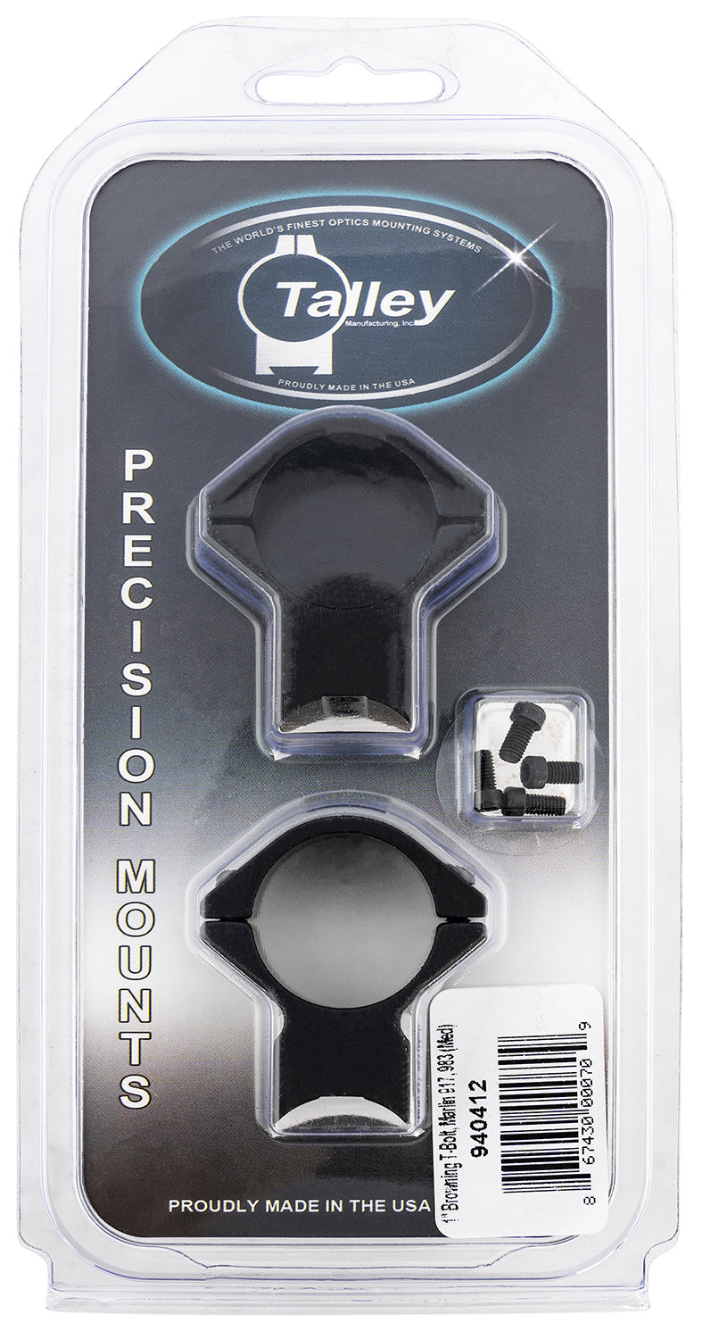 Talley 940412 Browning T-Bolt Scope Mount and Ring Combo 1" Tube Medium Height Black Anodized 0 MOA