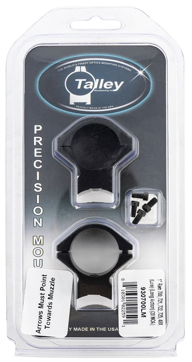 Talley 930700LM Unitized Scope Mount/Ring Combo 1" Tube Remington 700 Long Action Low Rings 20 MOA