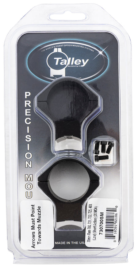 Talley 730700SM Unitized Scope Mount/Ring Combo 30mm Tube Remington 700 Short Action Low Rings 20 MOA