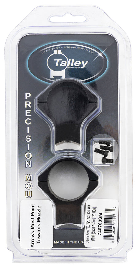 Talley 740700SM Unitized Scope Mount/Ring Combo 30mm Tube Remington 700 Short Action Medium Rings 20 MOA