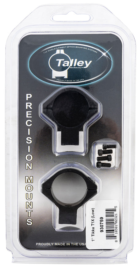Talley 930759 Tikka T1/T1X 1-Inch Low Rings Scope Mount Combo Black Anodized Aluminum