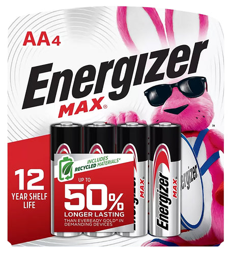 Energizer E91BP4 AA 1.5V Alkaline Max Batteries Pack of 4