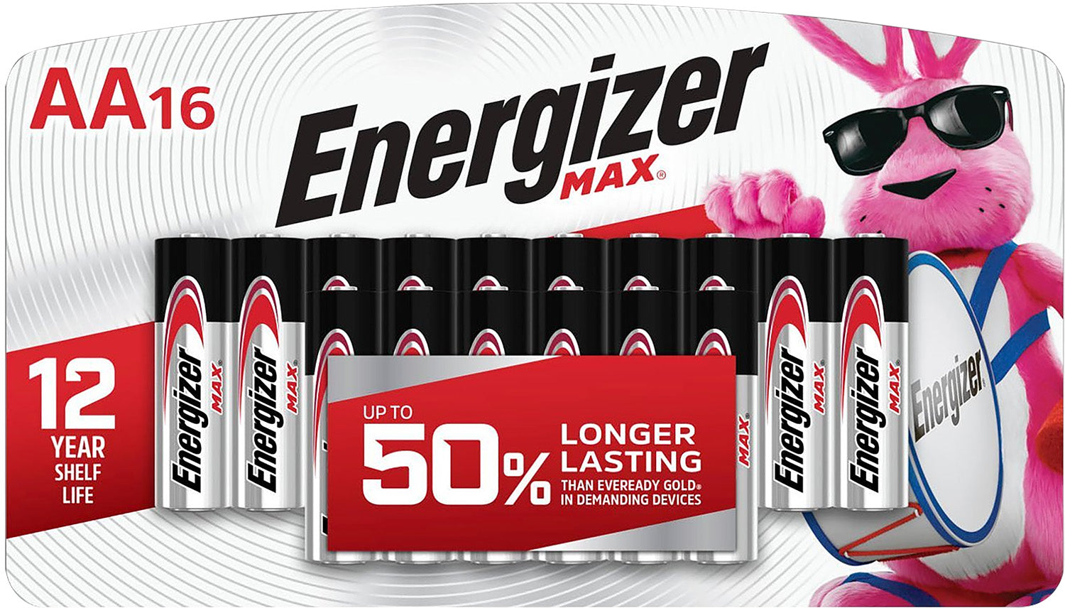 Energizer E91LP16 AA 1.5V Alkaline Max Batteries Pack of 16