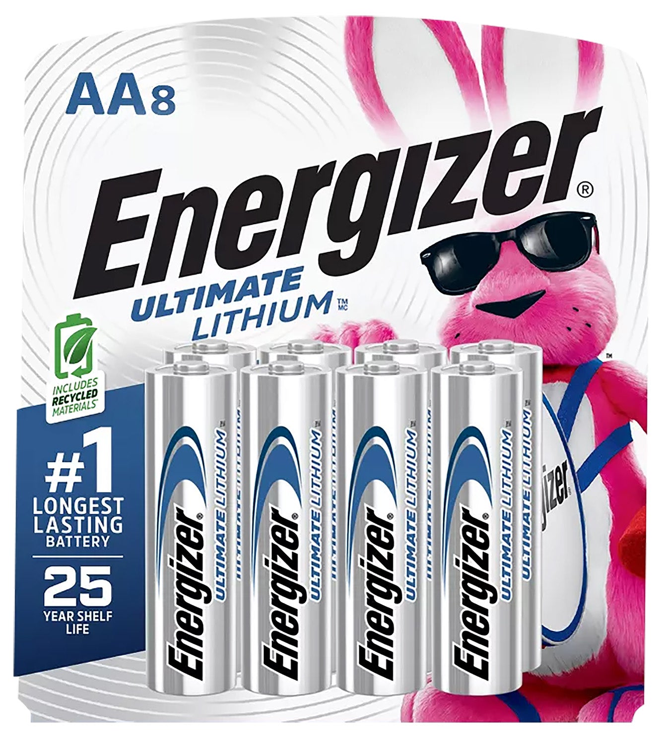Energizer L91SBP8H3 AA 1.5V Ultimate Lithium Batteries Pack of 8