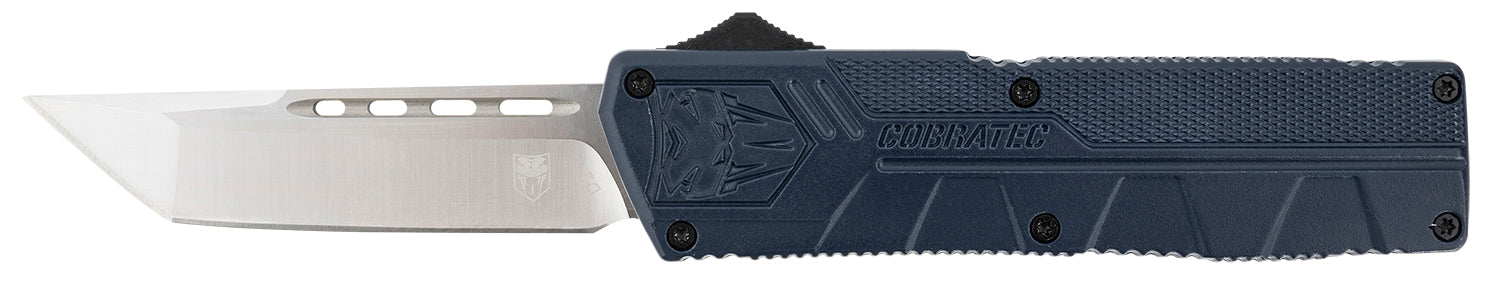 CobraTec Lightweight OTF 3.25" Tanto D2 Steel Plain Blade NYPD Blue Aluminum Handle Includes Pocket Clip