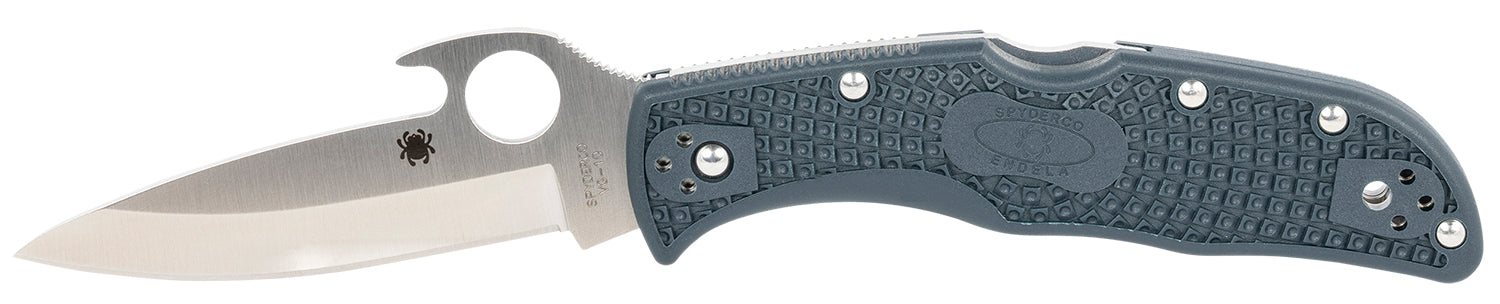 Spyderco Endela Lightweight 3.41" VG-10 Plain Clip Point Blade Blue-Gray Textured FRN Folding Knife
