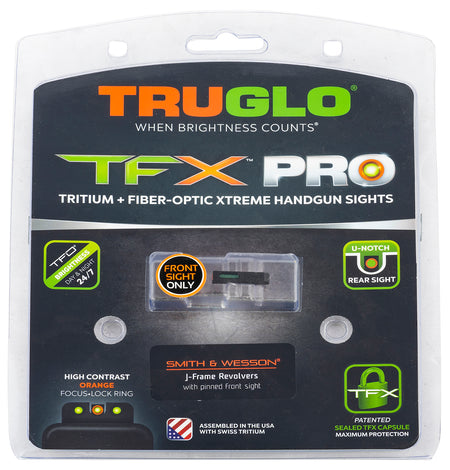 TruGlo TGTG13SJ1PC TFX Pro Day/Night Front Sight Green Tritium Fiber Optic Orange Outline