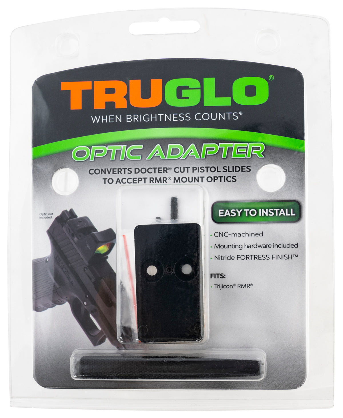 TruGlo TG-TG8952C Aluminum Nitride Fortress Finish Docter-to-RMR Optic Adapter