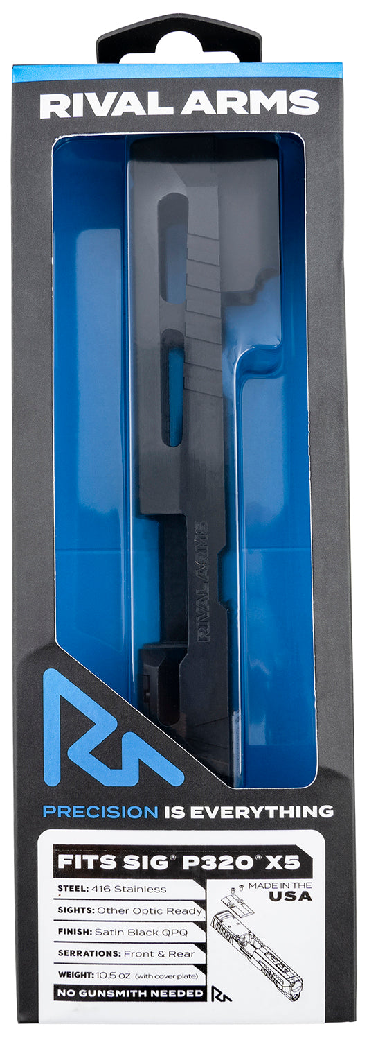 Rival Arms RA10P502A Cerakote Black 17-4 Stainless Faction Slide A1 for Sig P320 X-Five
