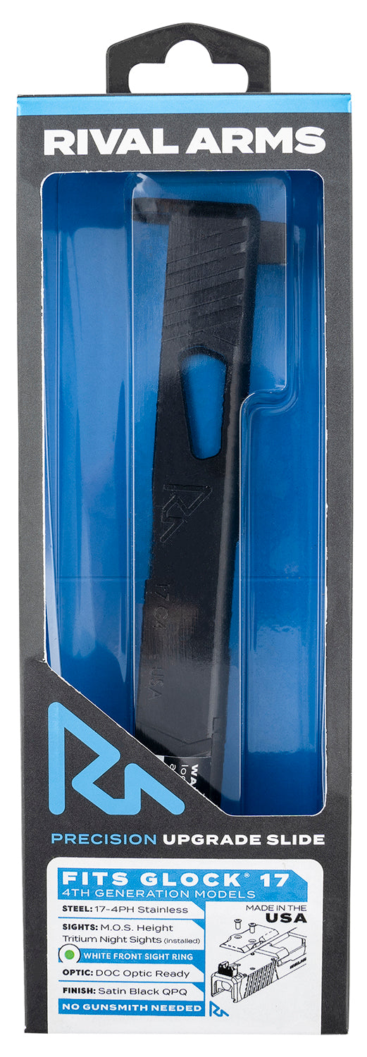 Rival Arms RA11G105E Satin QPQ Black 17-4 SS Precision Slide A1 with Tritium Sights Glock 17 Gen4