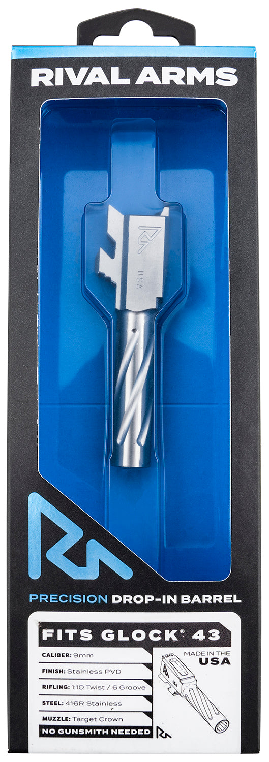Rival Arms Precision V1 Drop-In Barrel 9mm 3.41" Stainless PVD 416R for Glock 43 43X