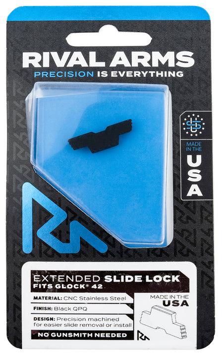 Rival Arms QPQ Black Stainless Extended Slide Lock for Glock 42