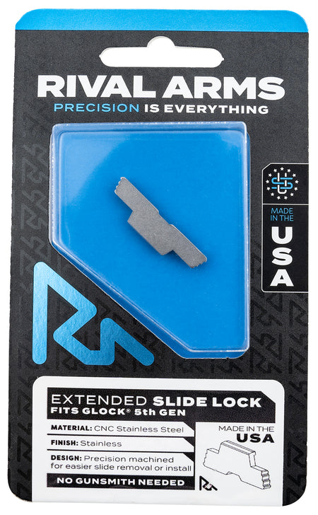 Rival Arms Glock Gen5 34/17/19 Extended Slide Lock in Polished Stainless