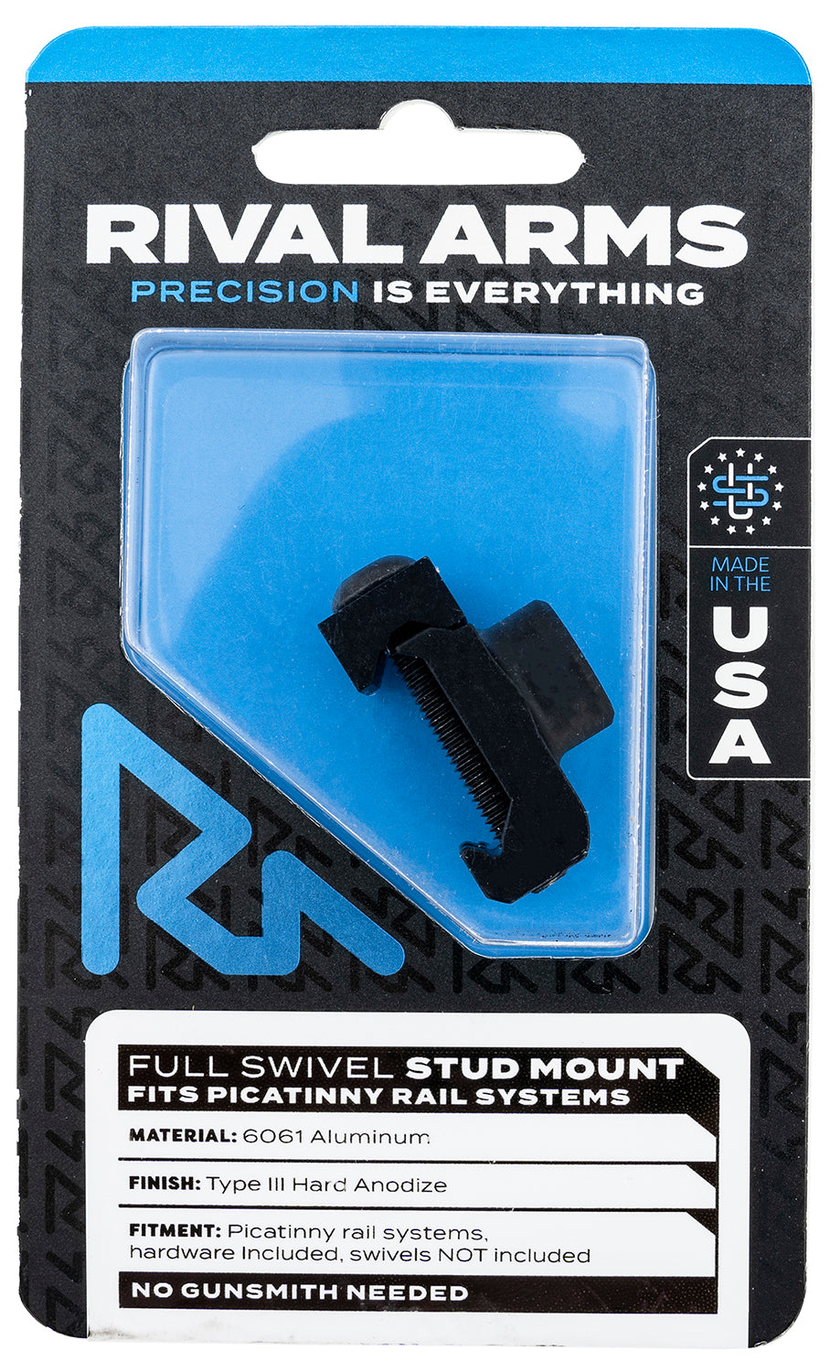 Rival Arms Black Anodized 6061-T6 Aluminum Full Swivel Stud Mount Picatinny RA-RA92M2B