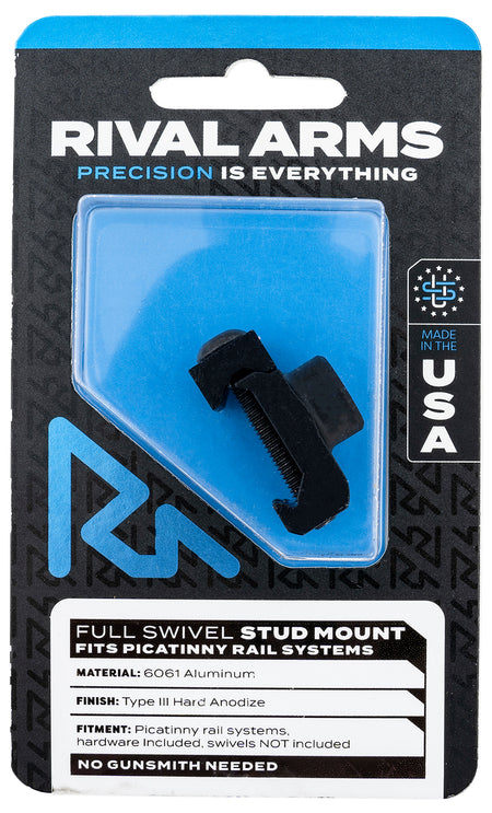Rival Arms Black Anodized 6061-T6 Aluminum Full Swivel Stud Mount Picatinny RA-RA92M2B