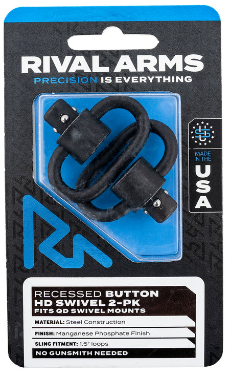Rival Arms HD Swivel Set Black Manganese Phosphate 1.5" Loops Recessed Button RA-RA92S2A