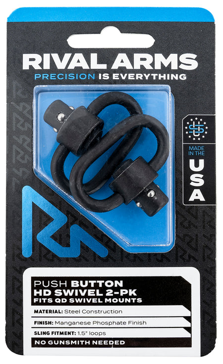 Rival Arms RA92S1A Heavy Duty QD Swivel Set – 1.5" Loop, Black Manganese Phosphate, Push Button