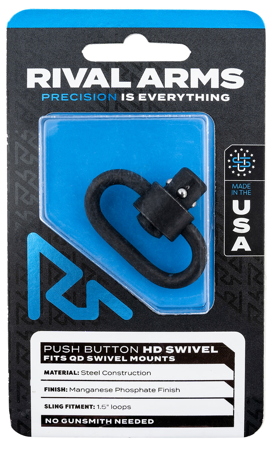 Rival Arms HD Swivel Black Manganese Phosphate 1.25" Loop Push Button RA-RA92S1B