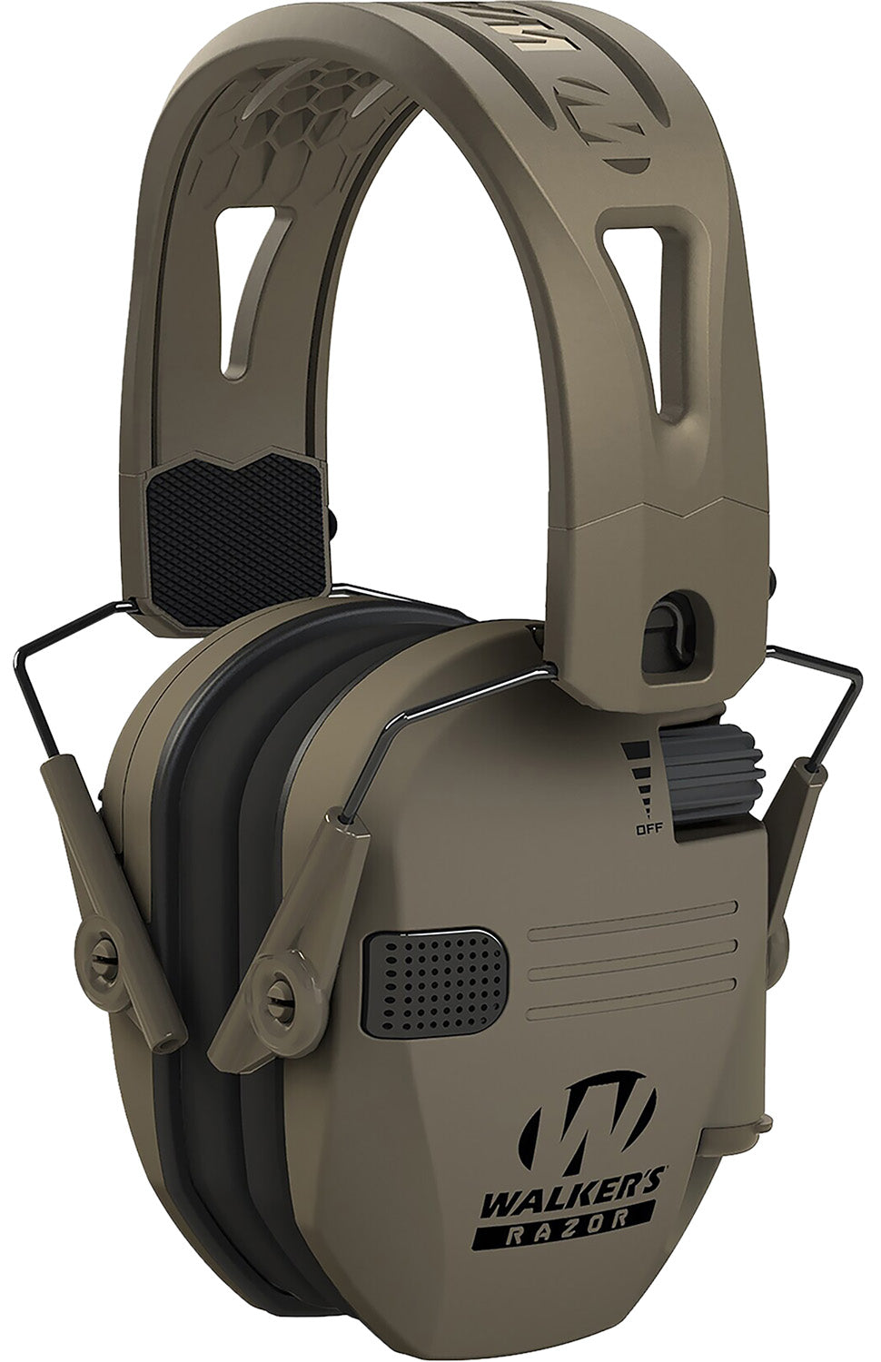 Walker's GWPRSEMRHMFDE Razor Tacti-Grip Electronic Muff 23 dB Over-the-Head FDE Polymer