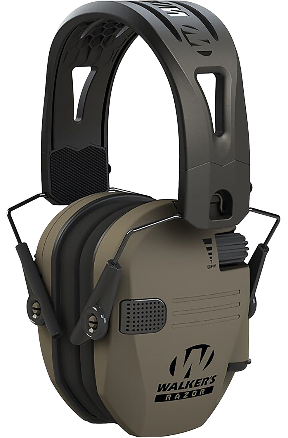 Walker's GWPRSEMRHFDE Razor Tacti-Grip Electronic Muff 23 dB Over-the-Head Flat Dark Earth Black