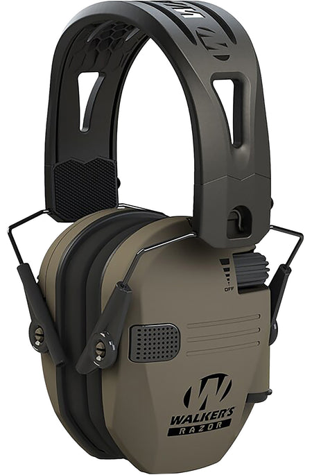Walker's GWPRSEMRHFDE Razor Tacti-Grip Electronic Muff 23 dB Over-the-Head Flat Dark Earth Black