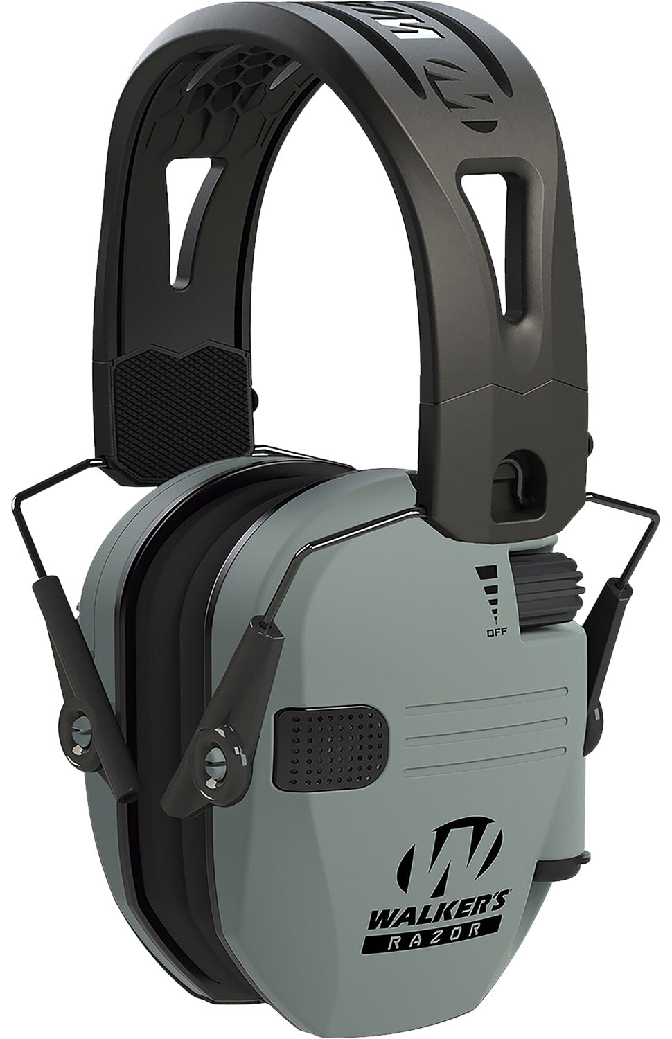 Walker's GWPRSEMRHBGY Razor Tacti-Grip Electronic Muff 23 dB Over-the-Head Battleship Gray Black